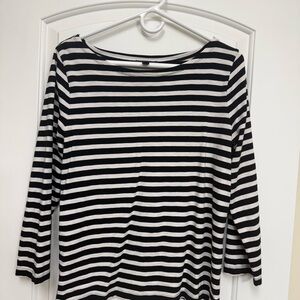 J. Crew Black and White Striped Long Sleeve Top